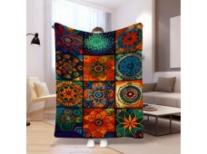 Koc Mandala Patchwork 150x200 cm – Kolorowy Koc Dekoracyjny / Narzuta Boho