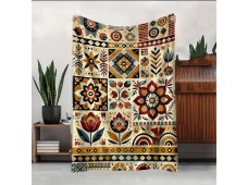 Koc Boho Patchwork 150x230 cm – Miękki Koc Dekoracyjny / Narzuta w Stylu Folk