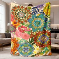 Koc we Wzory Kwiatowe | Ozdobna Narzuta Mandala Boho Koc we Wzory Kwiatowe | Ozdobna Narzuta Mandala Boho