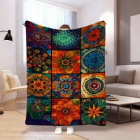 Kolorowy Koc Dekoracyjny Boho Mandala Patchwork