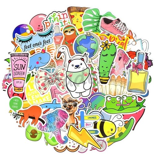 Naklejki Kawaii Alpaka Globus Pizza Awokado Rekin MIX Naklejki Kawaii Alpaka Globus Pizza Awokado Rekin MIX