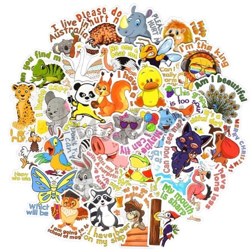 Naklejki Zwierzęta śmieszne napisy STICKER MIX