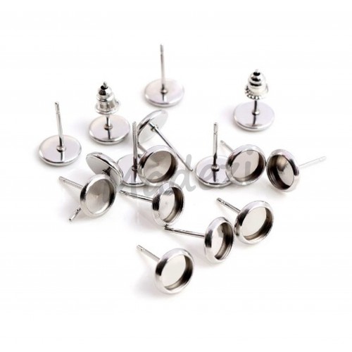Baza kolczyka wkrętka kaboszon 8mm Platyna Baza kolczyka wkrętka kaboszon 8mm Platyna